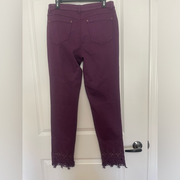 LAURA purple embellished hems jeans with lace and rhinestones - Picture 2 of 9
